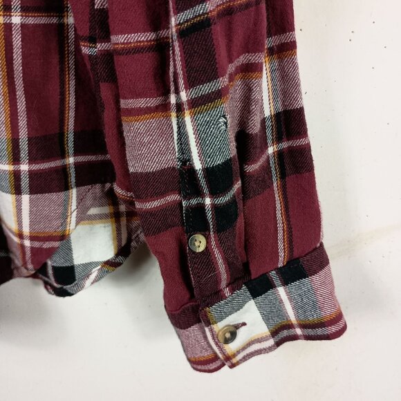 Vans Womens Burgundy Plaid Flannel Button Up Shirt Size M Rugged Chic Cabincore - Picture 7 of 9